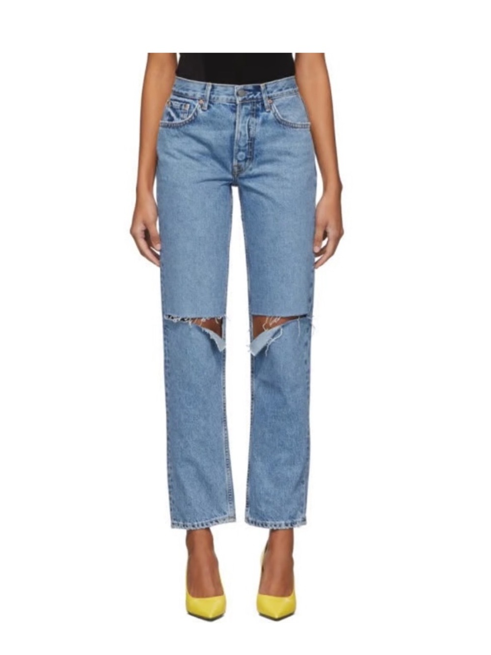 Grlfrnd The Helena high rise cropped straight jean 28 cotton button fly